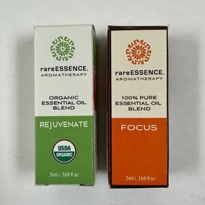 rareESSENCE Aromatherapy Focus Rejuvenate Blends Organic Essential Oils Lot of 2